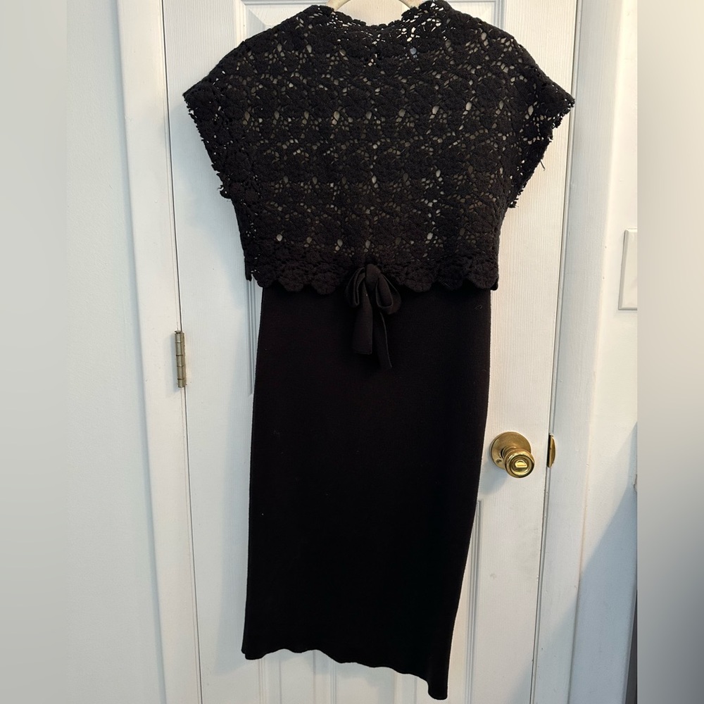 RED Valentino black crochet knit dress